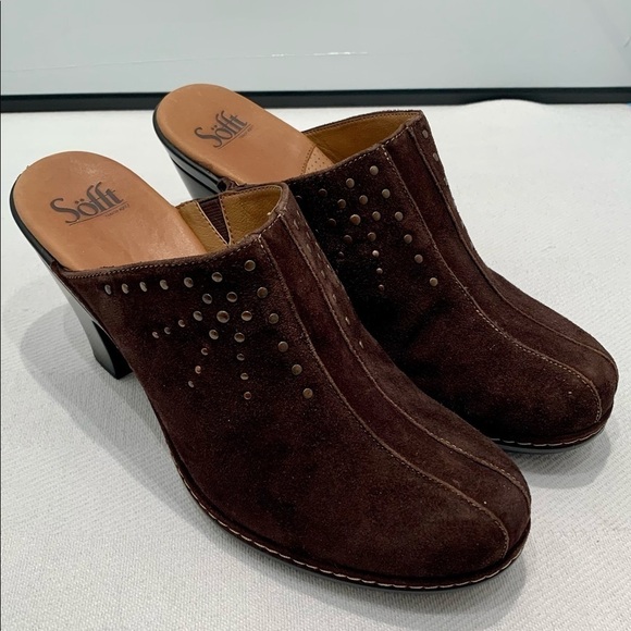 Sofft Mule Clog brown suede leather - Picture 2 of 7